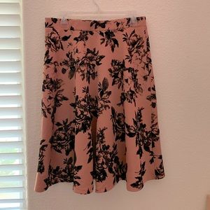 Dusty rose mauve,floral midi skirt, woman’s large